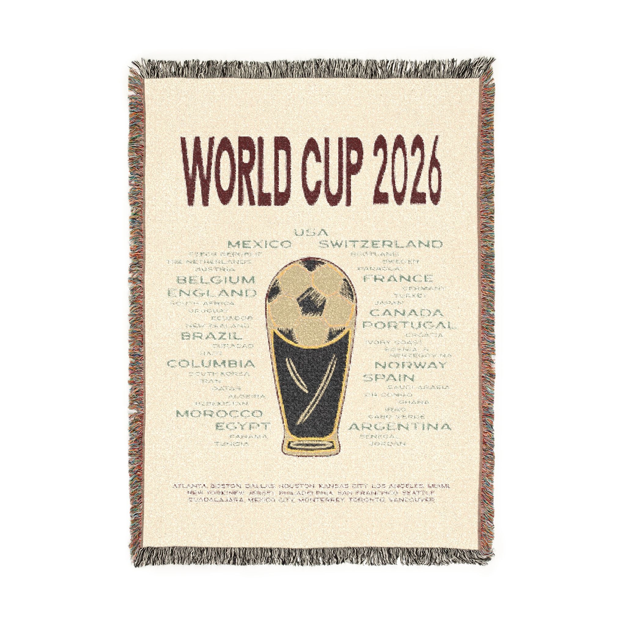World Cup 2026 Woven Blanket - 2026 Teams | Burgundy/Cream
