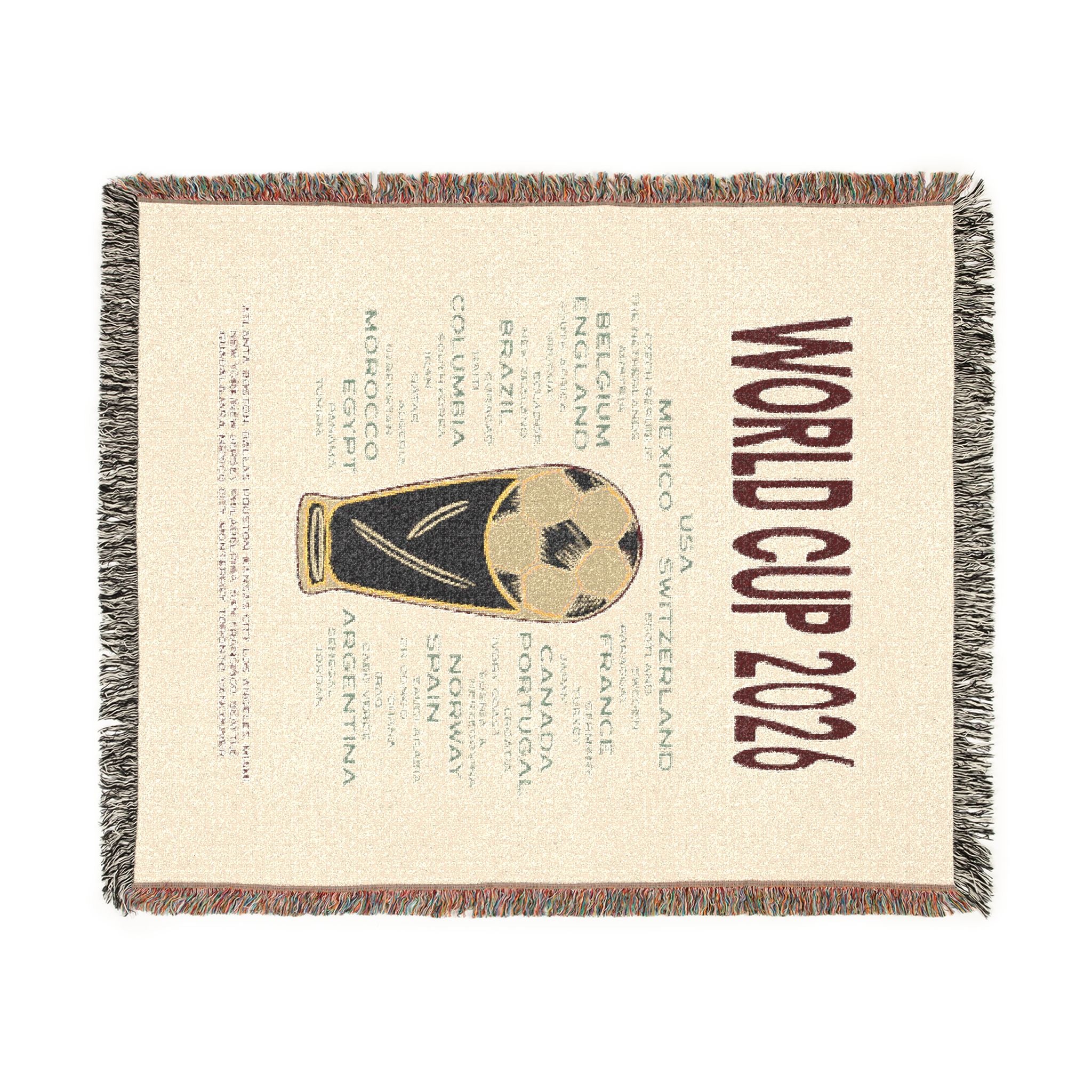 World Cup 2026 Woven Blanket - 2026 Teams | Burgundy/Cream