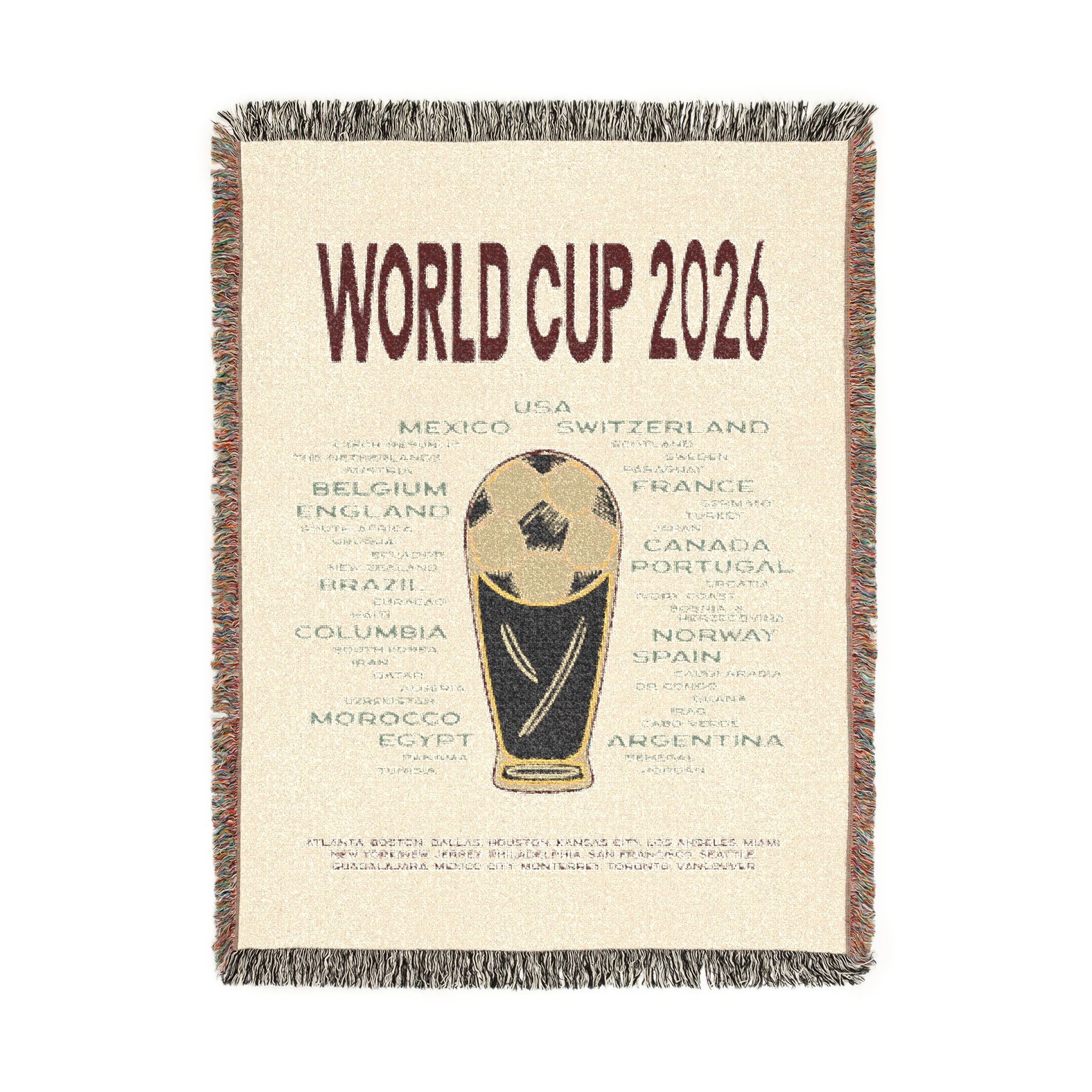 World Cup 2026 Woven Blanket - 2026 Teams | Burgundy/Cream