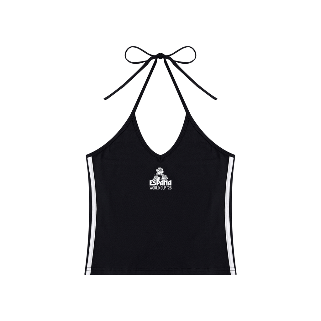 Women's Color Block Halter Crop Tank Top