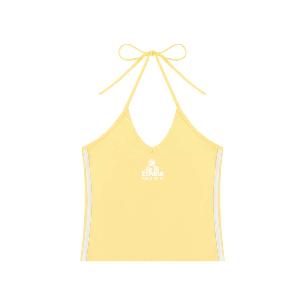 Women's Color Block Halter Crop Tank Top