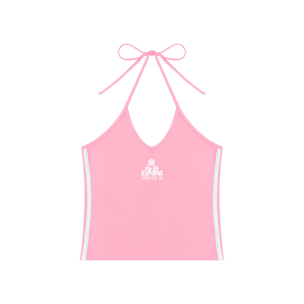 Women's Color Block Halter Crop Tank Top