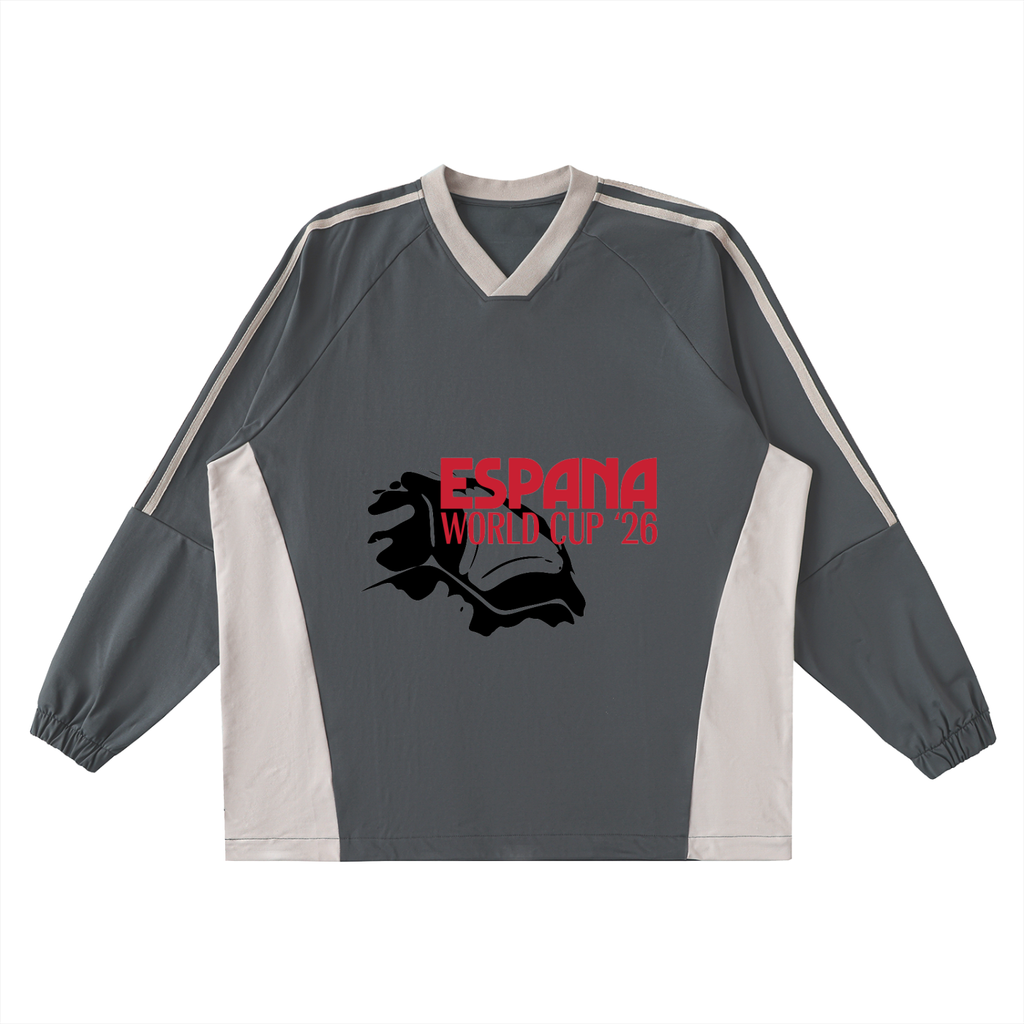 Color-Block V-Neck Long-Sleeve T-Shirt