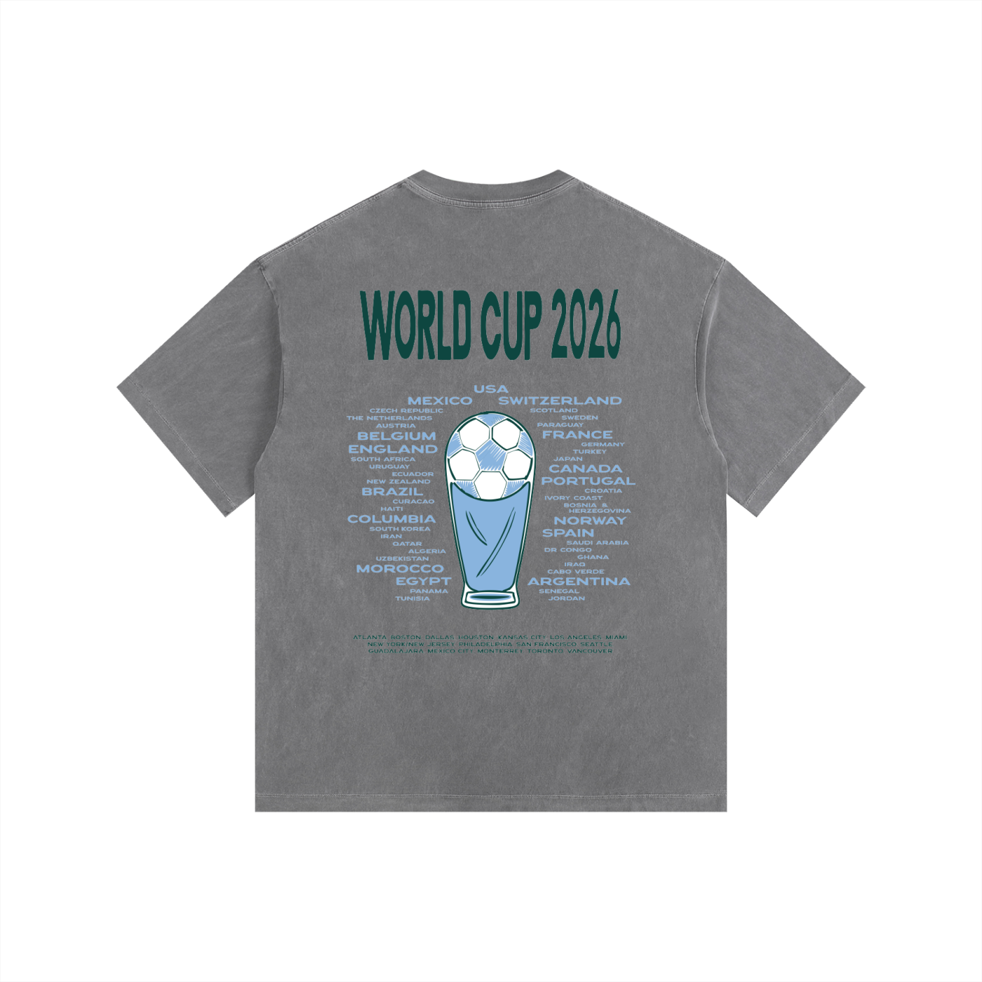 World Cup 2026 - Vintage Washed Oversized Cotton T-Shirt | Gray