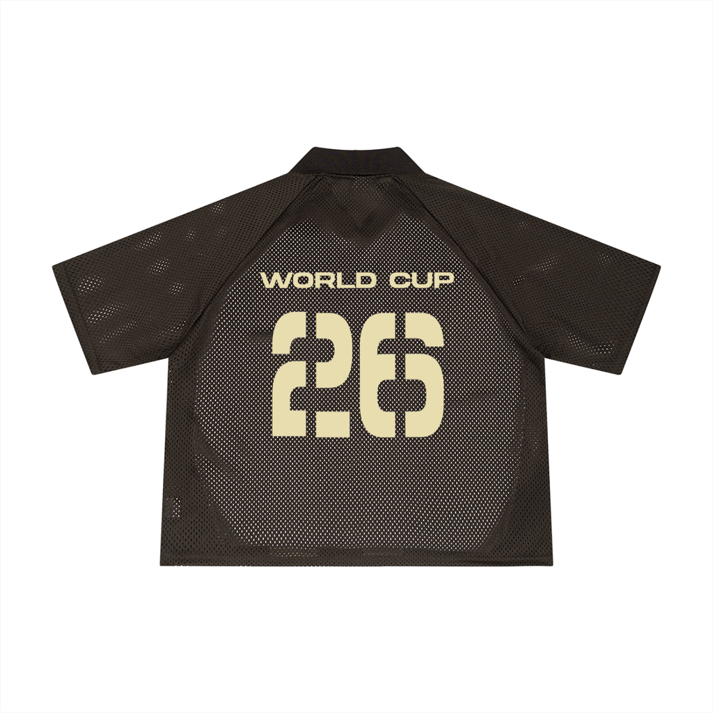 World Cup '26 - Unisex Striped Mesh Boxy Soccer Jersey | Brown/Cream