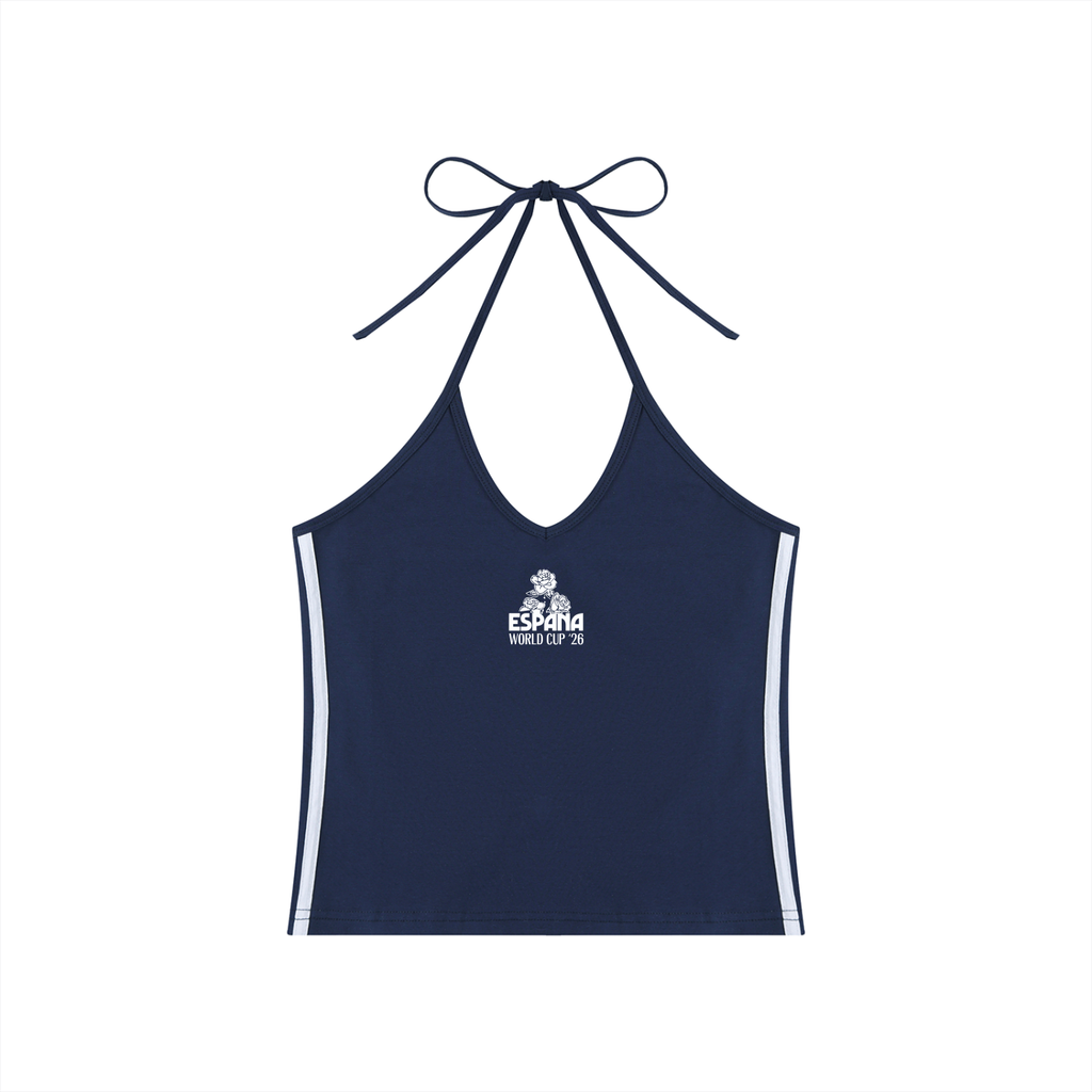 Women's Color Block Halter Crop Tank Top